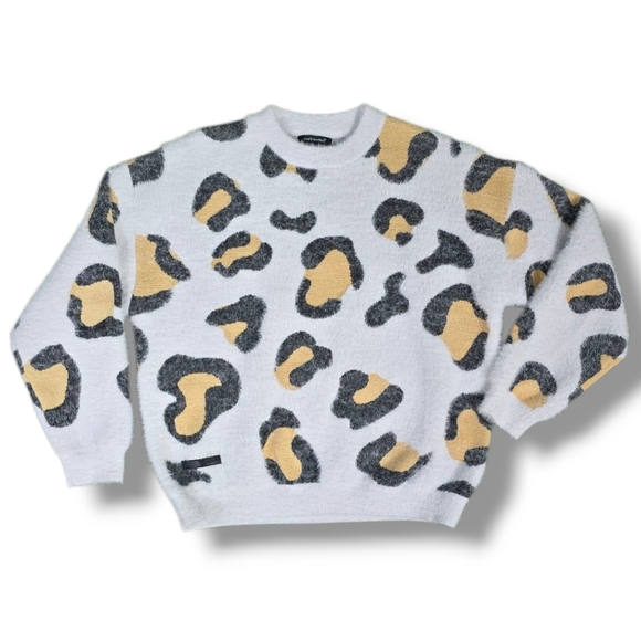 SIMPLY SOUTHERN | LEO FUZZY LARGE LEOPARD CREW NECK CASUAL SWEATER \ SIZE XL - Picture 2 of 14